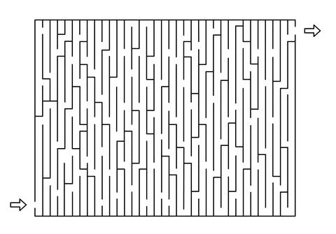 Rectangle labyrinth with entry and exit. Vertical Line maze game. Hard -Mediu Stock Illustration