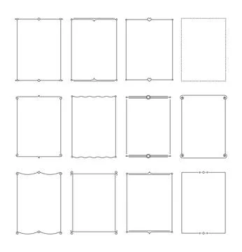 Rectangle line vintage frames border set. Greeting or wedding frames decora.. 스톡 일러스트