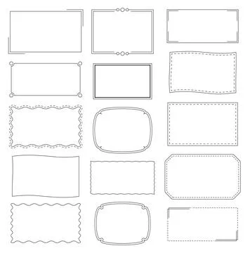 Rectangle line vintage frames border set. Greeting or wedding frames decora.. Illustrazione stock