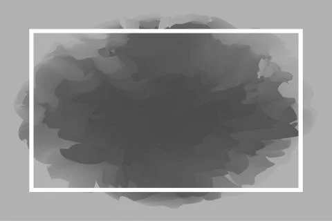 Rectangle line white on abstract grey soft background, empty frame on grey wa Stock Illustration