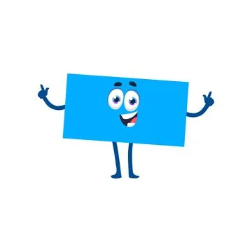 Rectangle math shape character, cute blue figure Ilustración de archivo