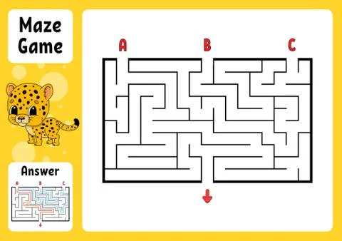 Rectangle maze. Game for kids. Three entrances, one exit. Puzzle for children イラスト素材