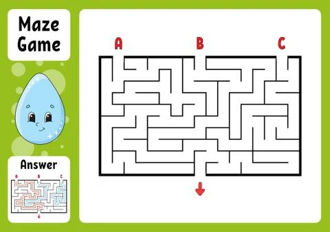 Rectangle maze. Game for kids. Three entrances, one exit. Puzzle for children 스톡 일러스트