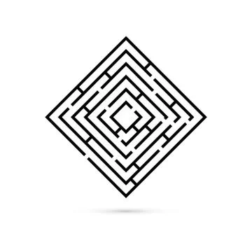 Rectangle maze with way to center. Logic game. Business confusion and solutio 스톡 일러스트