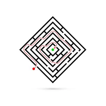 Rectangle maze with way to center. Logic game. Business confusion and solutio Stock Illustration