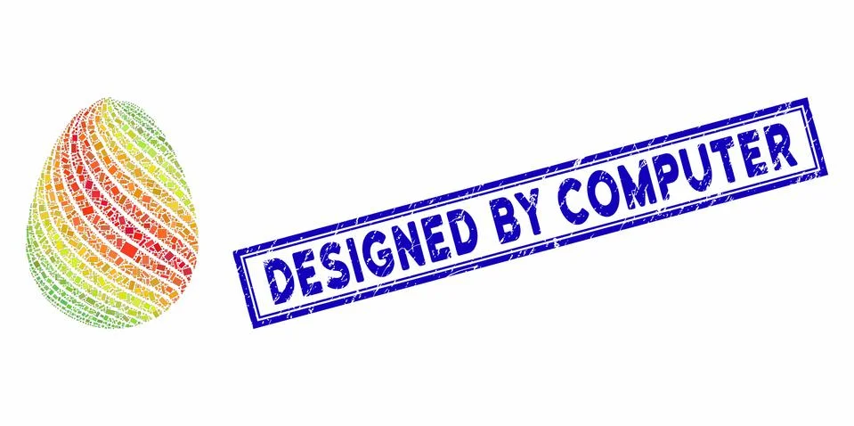 Rectangle Mosaic Abstract Egg with Diagonal Stripes with Distress Designed by Stock Illustration