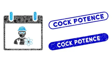 Rectangle Mosaic Atomic Engineer Calendar Day with Textured Cock Potence Seals Illustrazione stock