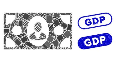 Rectangle Mosaic Banknote with Grunge GDP Seals Stockillustratie