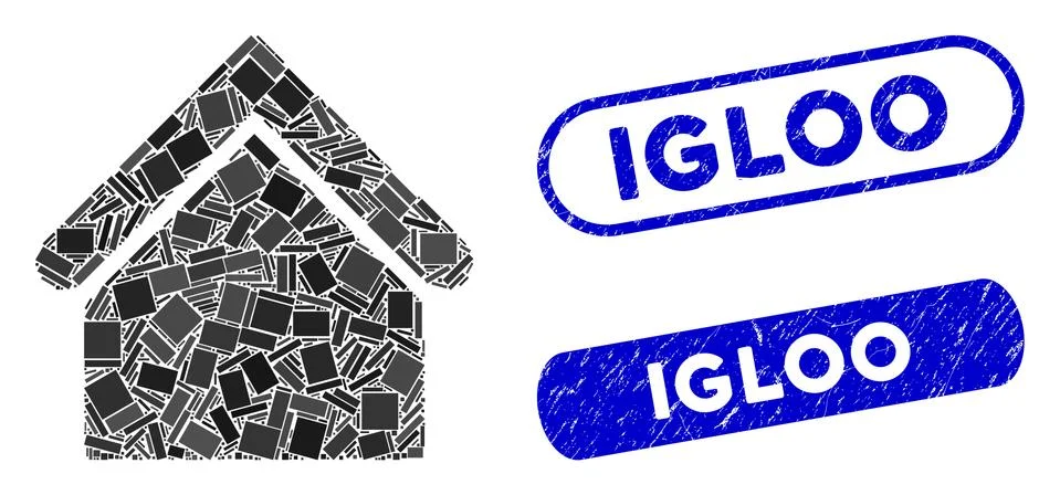 Rectangle Mosaic Base Building with Textured Igloo Stamps Ilustración de archivo