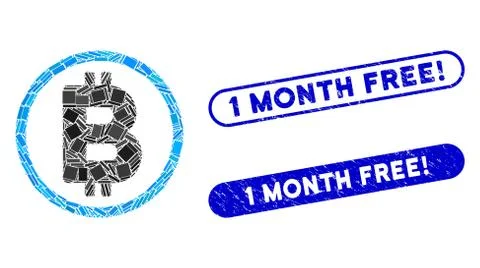 Rectangle Mosaic Bitcoin Rounded with Distress 1 Month Free! Stamps Stockillustratie