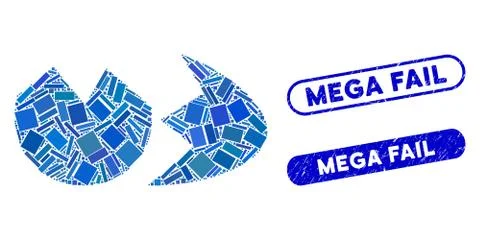 Rectangle Mosaic Broken Eggshell with Grunge Mega Fail Stamps 스톡 일러스트