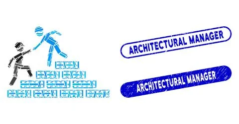 Rectangle Mosaic Builder Stairs Help with Distress Architectural Manager Stamps Stock Illustration