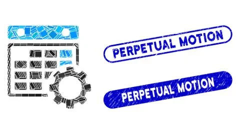 Rectangle Mosaic Calendar Configuration with Scratched Perpetual Motion Stamps Stock Illustration