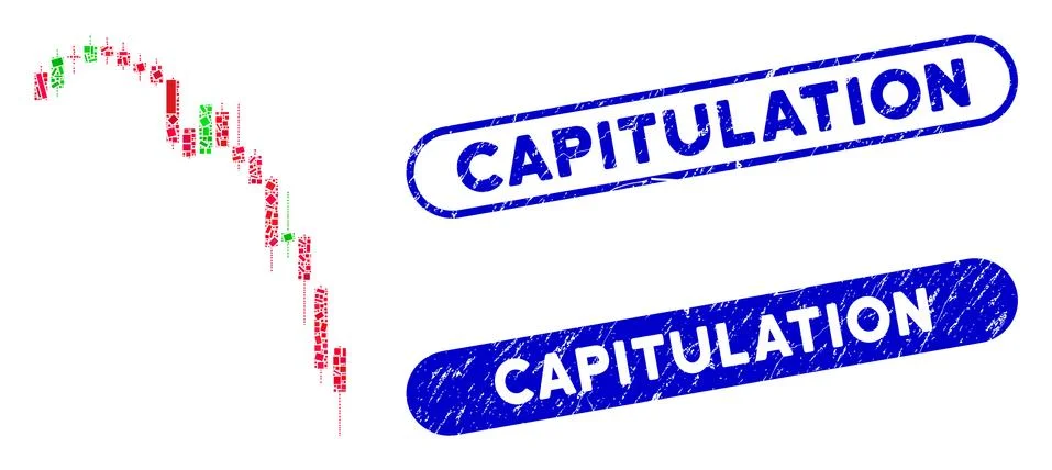 Rectangle Mosaic Candlestick Falling Acceleration Chart with Grunge Capitulation Stock Illustration