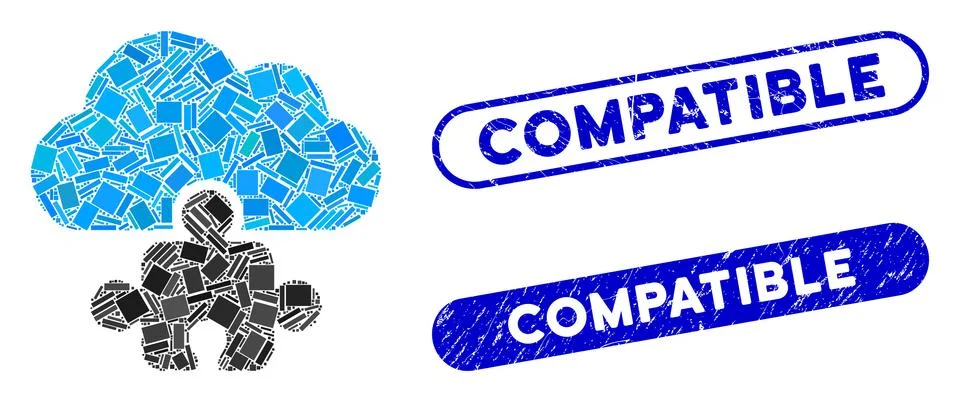 Rectangle Mosaic Cloud Component with Textured Compatible Seals Ilustración de archivo