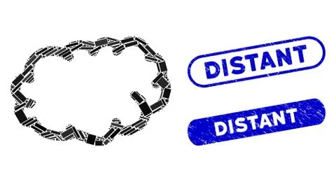 Rectangle Mosaic Cloud with Distress Distant Stamps Stock Illustration