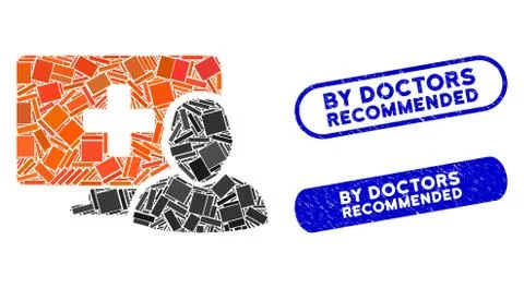 Rectangle Mosaic Computer Medical Client with Distress By Doctors Recommended Illustrazione stock