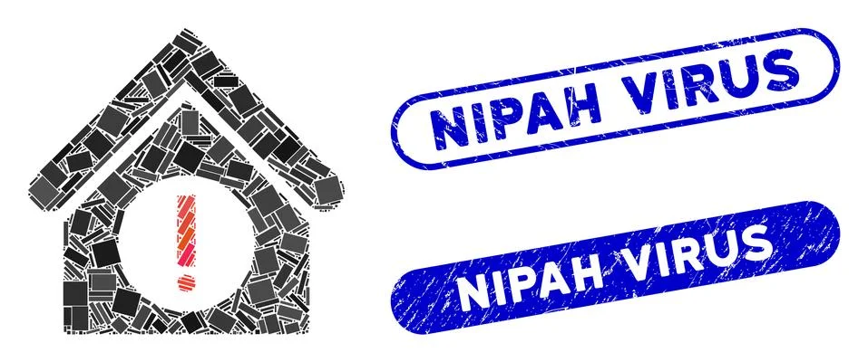 Rectangle Mosaic Danger Building with Grunge Nipah Virus Stamps Ilustración de archivo