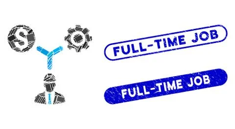 Rectangle Mosaic Development Relations with Scratched Full-Time Job Seals Stockillustratie