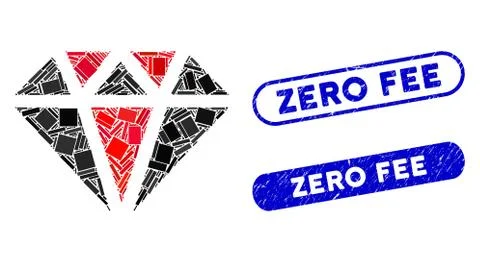 Rectangle Mosaic Diamond with Distress Zero Fee Seals イラスト素材
