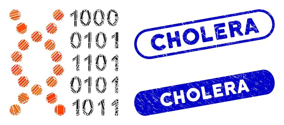 Rectangle Mosaic DNA Code with Distress Cholera Stamps イラスト素材