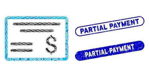 Rectangle Mosaic Dollar Cheque with Grunge Partial Payment Seals Illustrazione stock