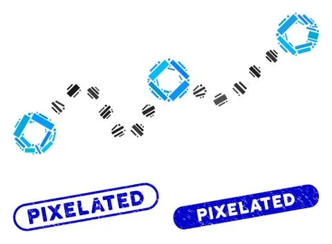 Rectangle Mosaic Dotted Chart with Textured Pixelated Seals Stock Illustration