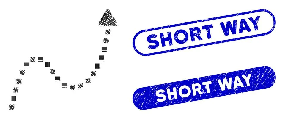 Rectangle Mosaic Dotted Curve Direction with Distress Short Way Stamps Stock Illustration