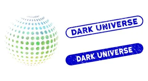 Rectangle Mosaic Dotted Halftone Sphere with Scratched Dark Universe Stamps Stock Illustration