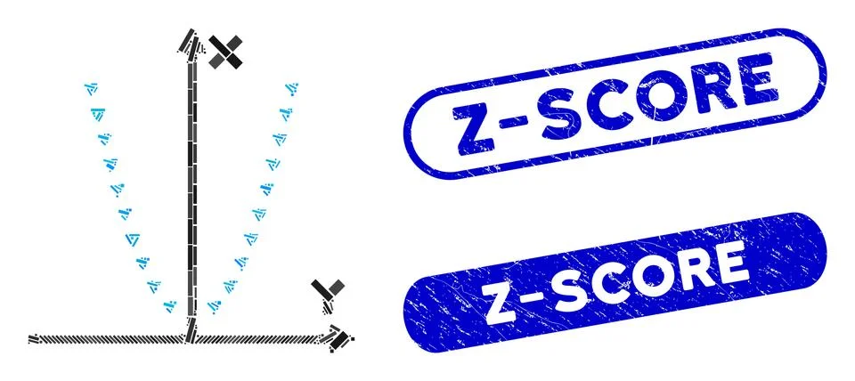 Rectangle Mosaic Dotted Parabola Plot with Scratched Z-Score Stamps Stock Illustration