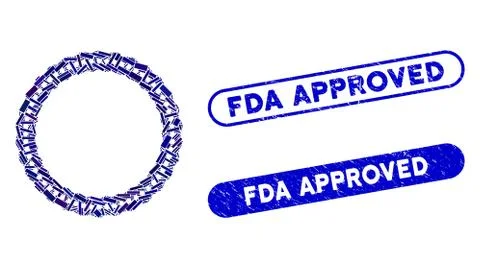 Rectangle Mosaic Dotted Rosette Circular Frame with Textured FDA Approved Seals Stock Illustration