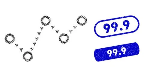 Rectangle Mosaic Dotted Trend with Scratched 99.9 Seals Stock Illustration