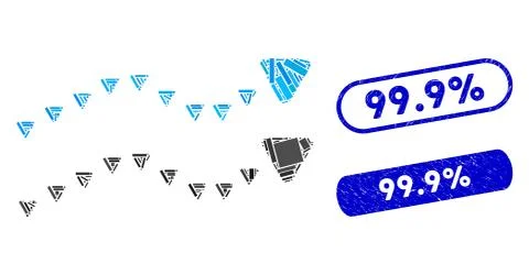 Rectangle Mosaic Dotted Trends with Scratched 99.9% Seals Stock Illustration