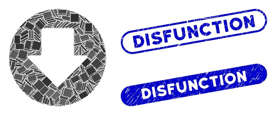 Rectangle Mosaic Down with Textured Disfunction Stamps Stock Illustration