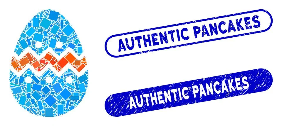 Rectangle Mosaic Easter Egg with Scratched Authentic Pancakes Seals Stock Illustration