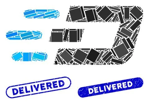 Rectangle Mosaic Fast Send Dash with Scratched Delivered Stamps Stock Illustration