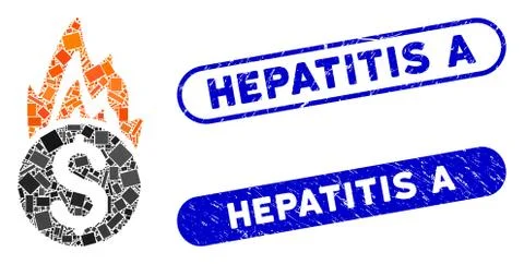 Rectangle Mosaic Fire Damage with Scratched Hepatitis A Seals Illustrazione stock