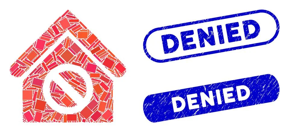 Rectangle Mosaic Forbidden Building with Textured Denied Seals Ilustración de archivo