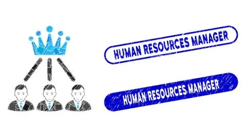 Rectangle Mosaic Hierarchy Men with Scratched Human Resources Manager Stamps Stock Illustration