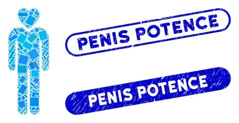 Rectangle Mosaic Lover Man with Textured Penis Potence Stamps Stock Illustration