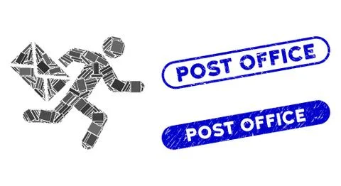 Rectangle Mosaic Mail Courier with Textured Post Office Stamps Stock Illustration