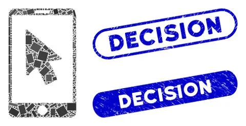Rectangle Mosaic Mobile Arrow Pointer with Scratched Decision Seals Stock Illustration
