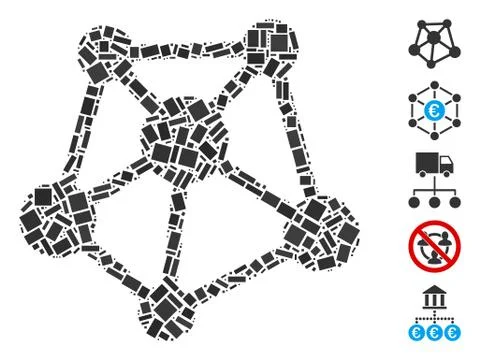 Rectangle Mosaic Network Links 스톡 일러스트