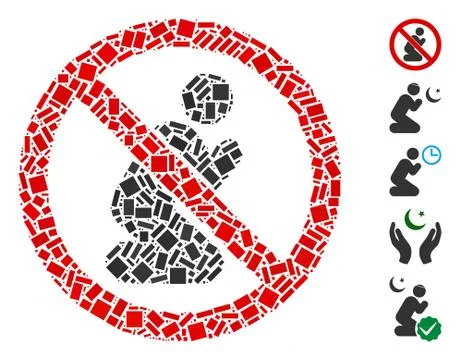 Rectangle Mosaic No Praying 스톡 일러스트