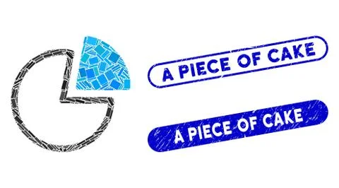 Rectangle Mosaic Pie Charts with Scratched A Piece of Cake Seals Stock Illustration