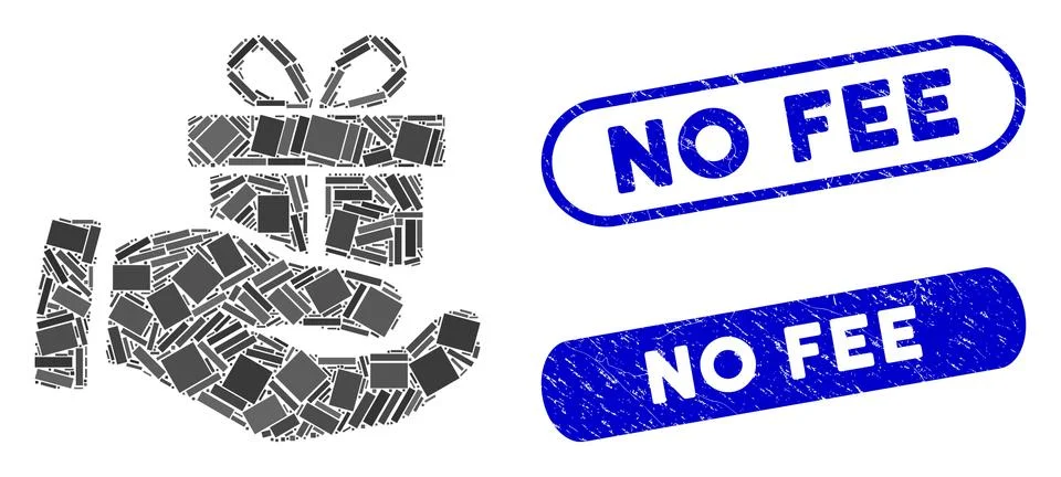 Rectangle Mosaic Present Box Give Hand with Textured No Fee Seals 库存插图