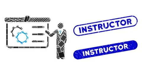 Rectangle Mosaic Presentation with Textured Instructor Stamps 스톡 일러스트