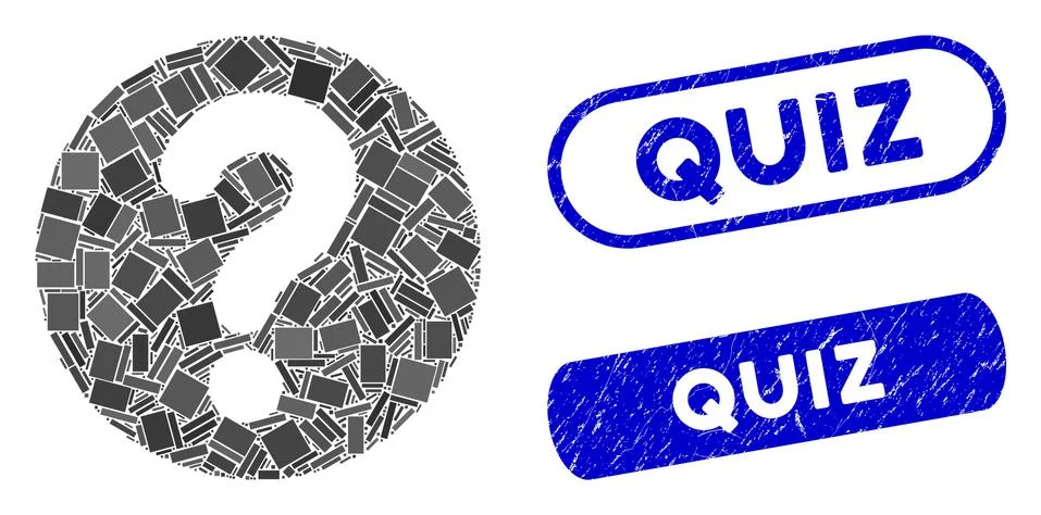 Rectangle Mosaic Query with Scratched Quiz Seals 스톡 일러스트