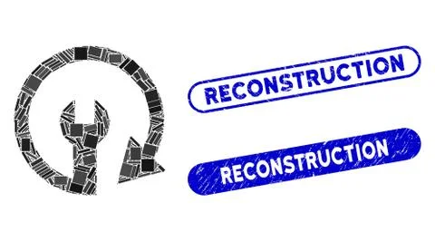 Rectangle Mosaic Repeat Service with Textured Reconstruction Seals Stock Illustration