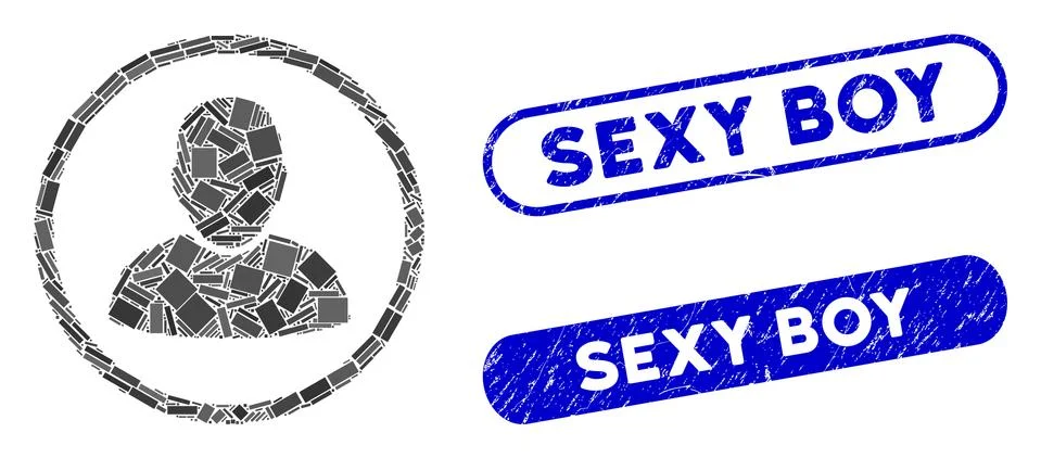 Rectangle Mosaic Rounded User with Textured Sexy Boy Seals Stock Illustration